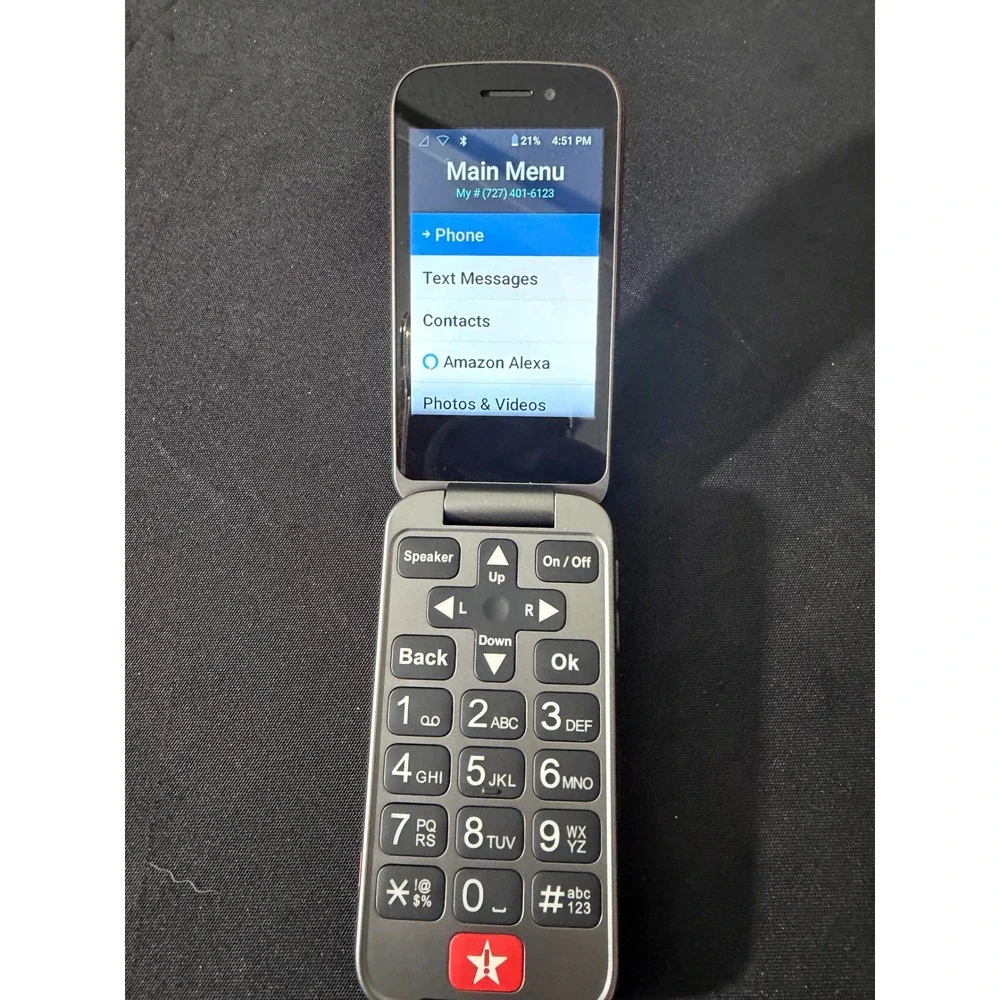 Lively Jitterbug Flip2 Flip Phone Red Excellent Big Button Senior Cell Phone